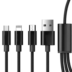 کابل تبدیل USB به Micro USB / لایتنینگ / USB-C مینیسو مدل 3H طول 1.2 متر