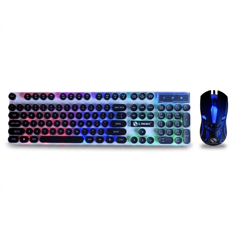 کیبورد و ماوس گیمینگ لایماید مدل new gaming-gtx300، سوییچ ممبران، full-size، نورپردازی led rgb