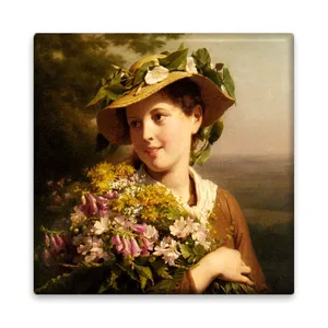 کاشی مدل R1079 طرح نقاشی دختر و گل