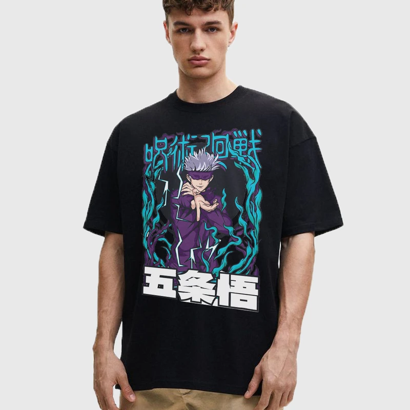 تی شرت آستین کوتاه مردانه مدل گوجو شخصیت انمیه جوجوتسوکایسن anm516