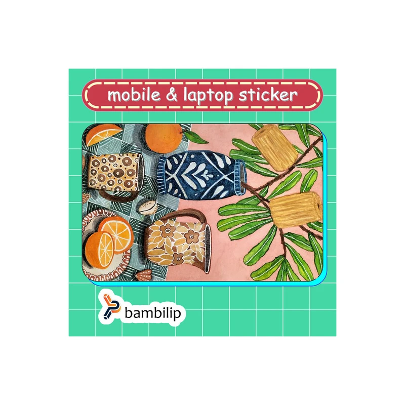 استیکر بامبیلیپ مدل کارت عابر طرح چیدمان گلدان و پرتقال کد 4810516
