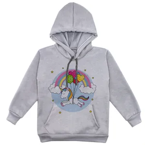 هودی دخترانه مدل تکشاخ بادکنک F29 رنگ طوسی