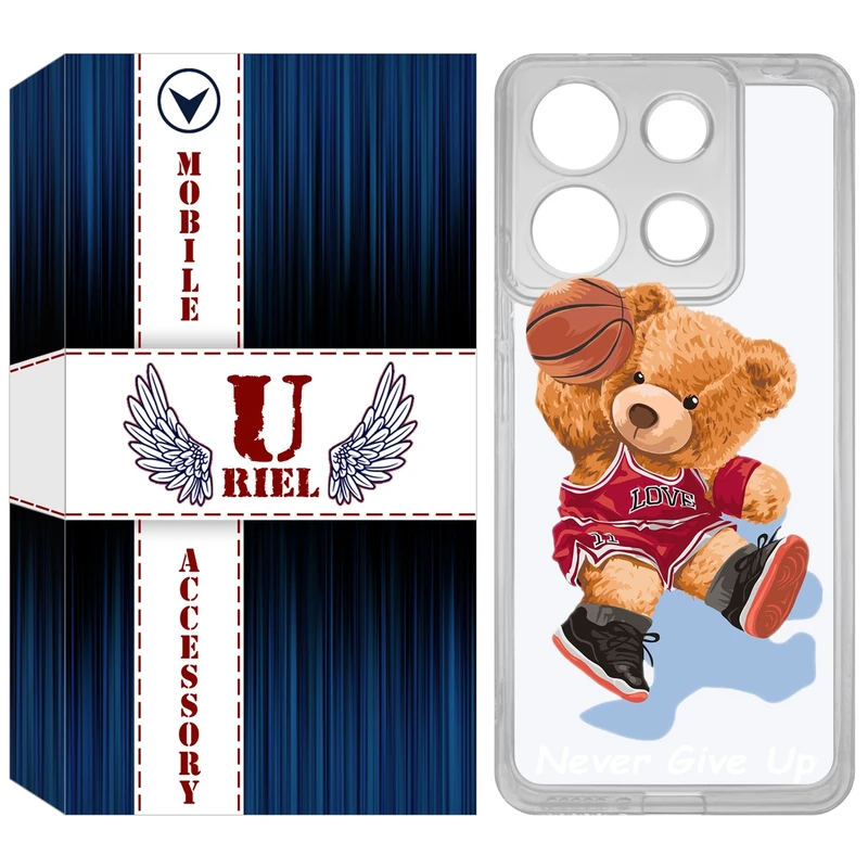 کاور یوریل مدل Clear کد 63 طرح خرس ورزشکار مناسب برای گوشی موبایل شیائومی Redmi Note 13 4G