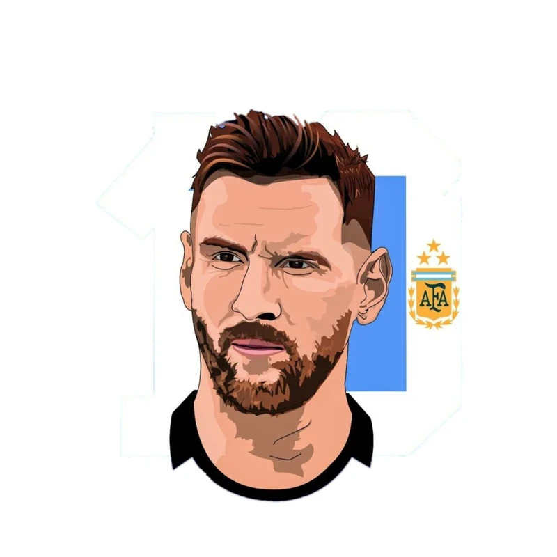 استیکر پارچه و لباس پاد آفرین مدل کارتونی فوتبالی لیونل مسی بامزه جذاب کد 1917