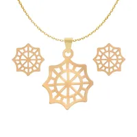 نیم ست طلا کم اجرت 18 عیار زنانه وی وی گلد گالری مدل هندسی 4152