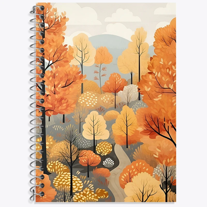 دفتر زبان 50 برگ خندالو مدل سه خط طرح درخنان پاییزی کد N3227