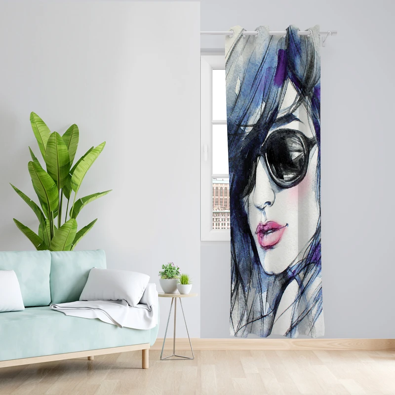 پرده طرح چهره مدل مخمل پانچی کد L 620_ Z سایز 140x200 سانتی متر