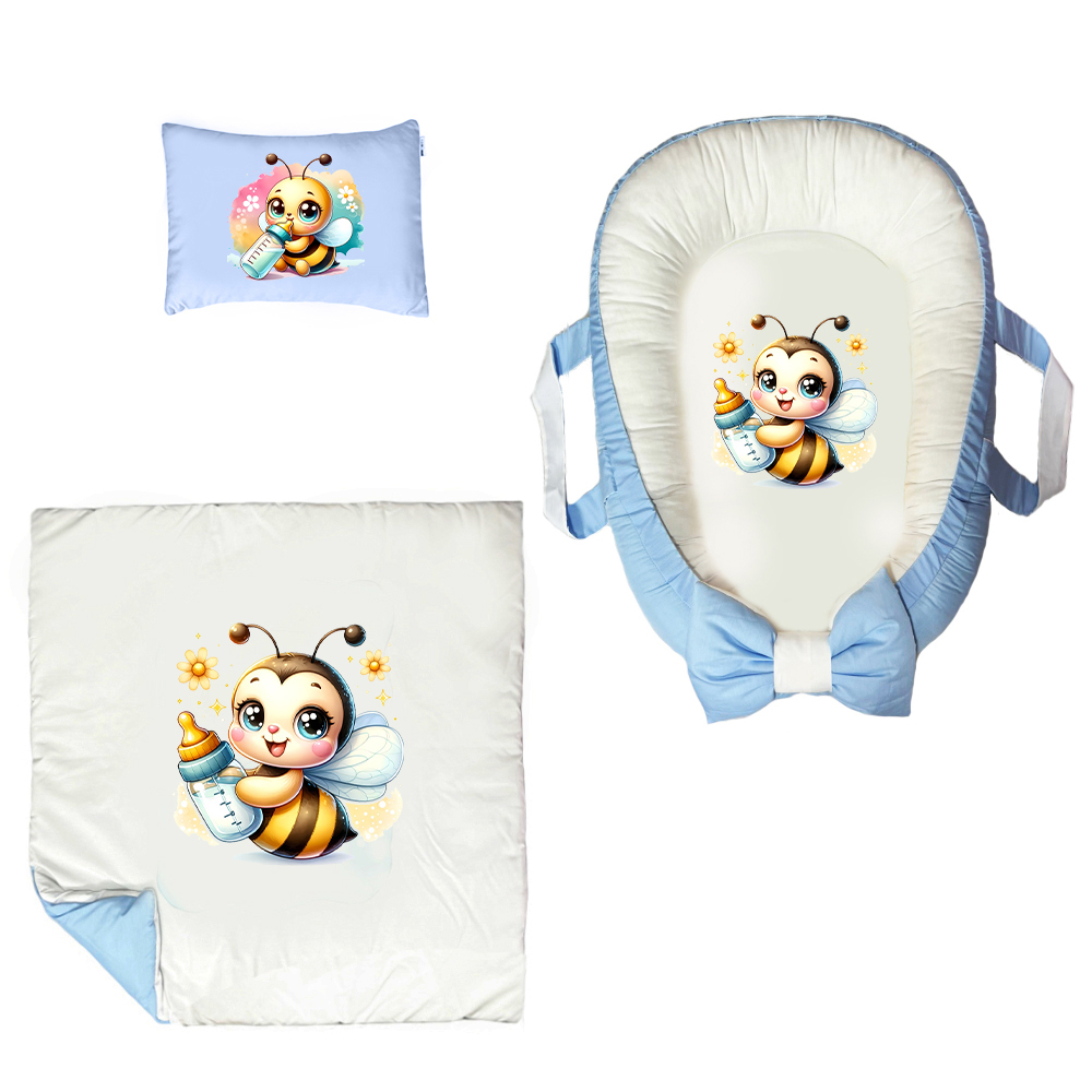 سرویس خواب 3 تکه نوزاد پادآفرین مدل گارد محافظ طرح زنبورعسل کد PG062