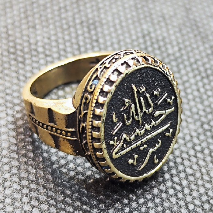 انگشتر مردانه مدل طلا روس طرح حسبی الله کد 260
