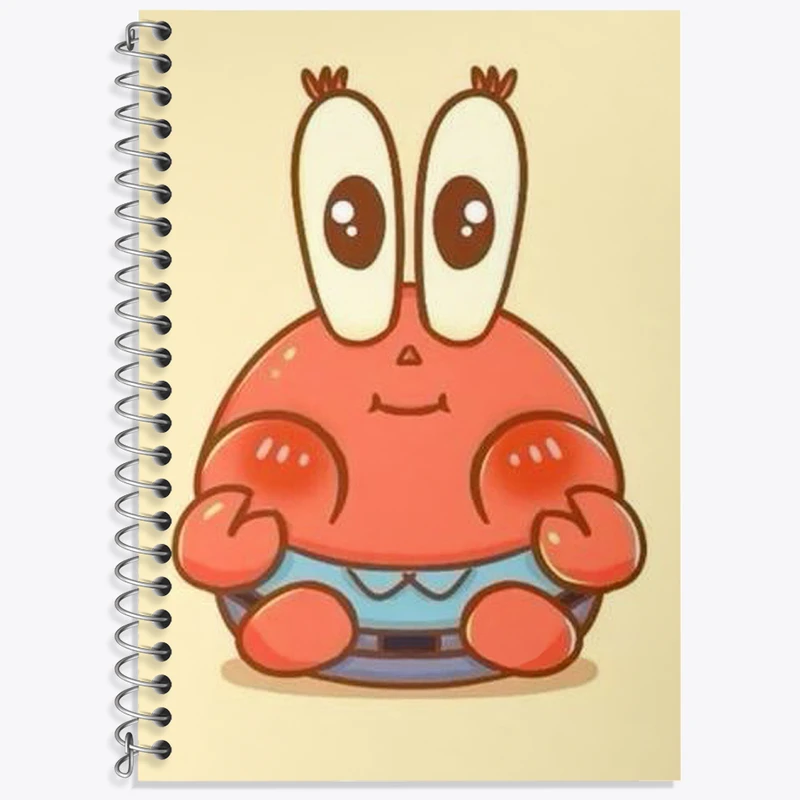 دفتر زبان 50 برگ خندالو مدل سه خط طرح خرچنگ باب اسفنجی کد N1836