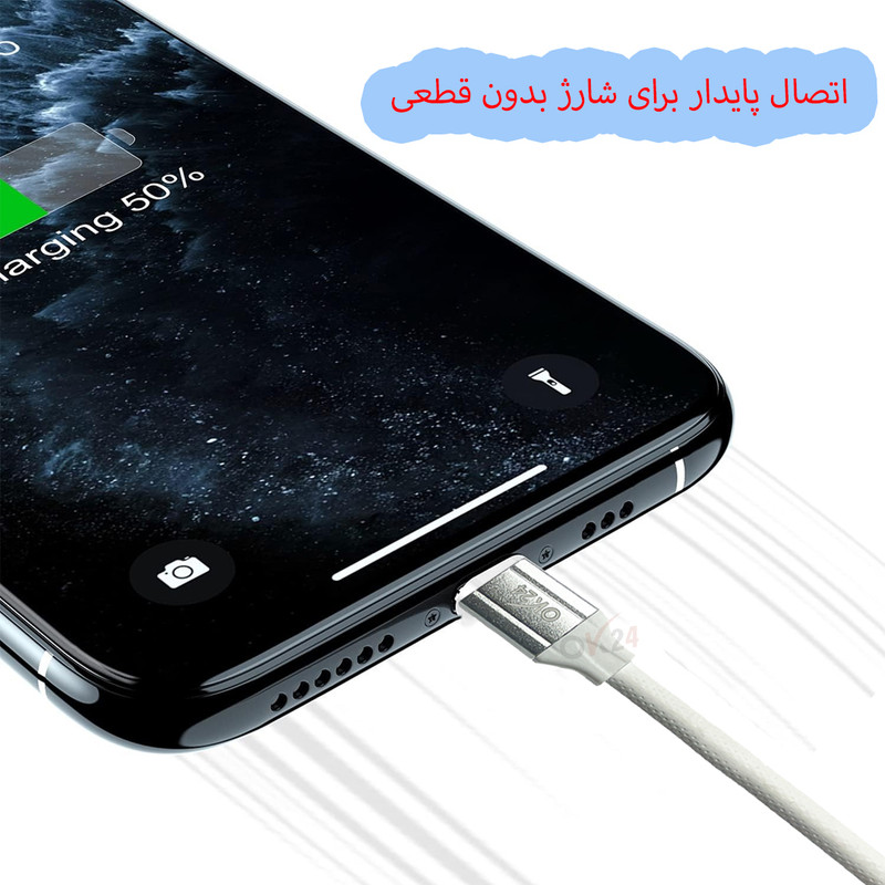 کابل تبدیل USB-C به لایتنینگ اوکی 24 مدل TCL Fast Charge طول 1 متر