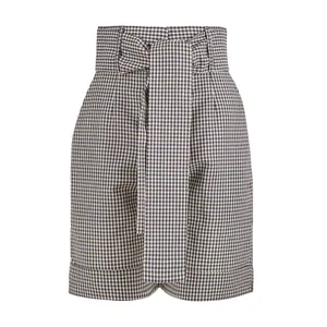 شلوارک زنانه مدل چهارخونه کمربند دار کد 2347897