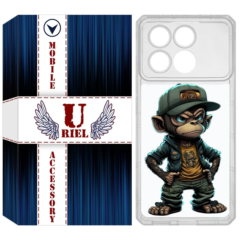 کاور یوریل مدل Clear کد 37 طرح Monkey مناسب برای گوشی موبایل شیائومی Poco X6 Pro