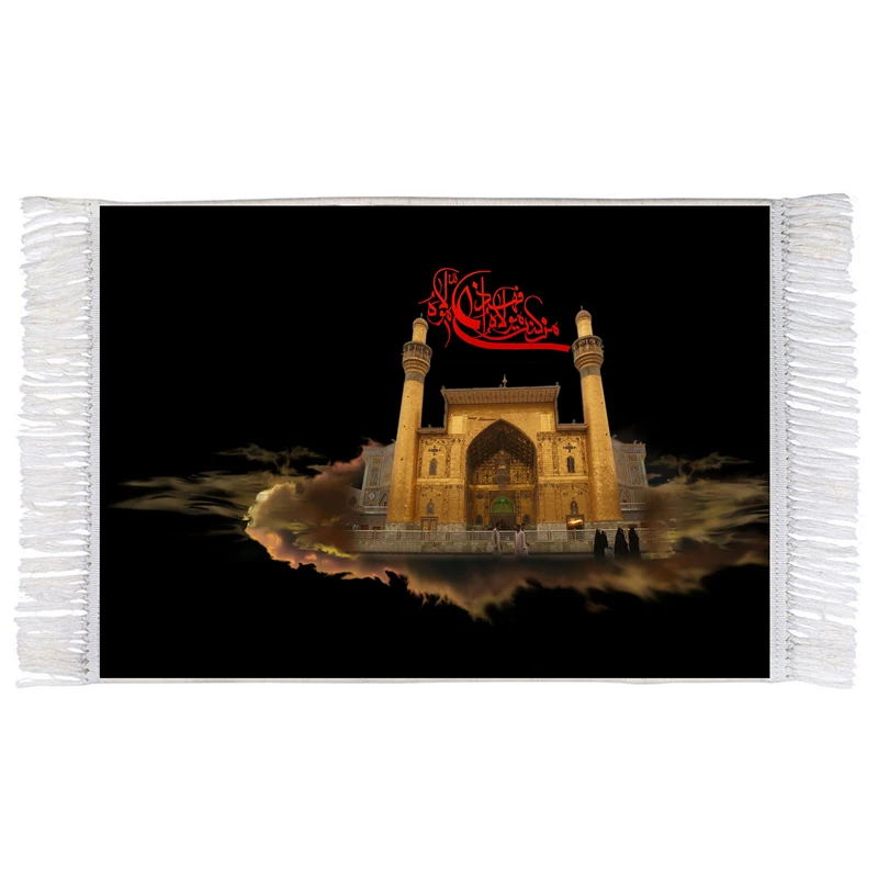 فرش ماشینی دیوارکوب اطلس آبی مدل من کنت مولاه فهذا علی مولاه کد T4139 
