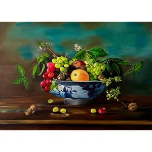تابلونقاشی رنگ روغن طرح ظرف میوه