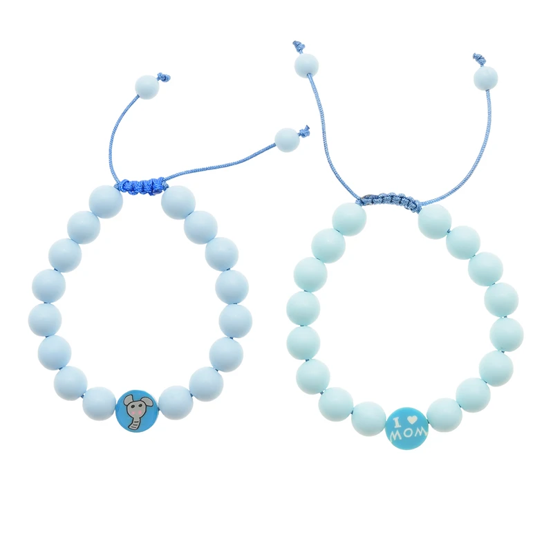 دستبند بچگانه دلنار گالری مدل I Love Mom و فیل بسته 2 عددی