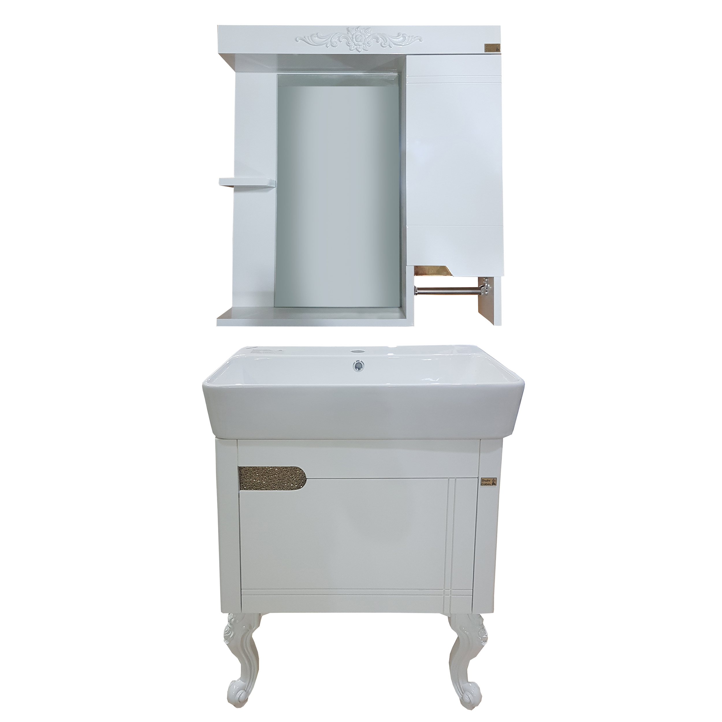 ست کابینت و روشویی شهر کابین مدل J120 کد 60 بهمراه آینه وباکس