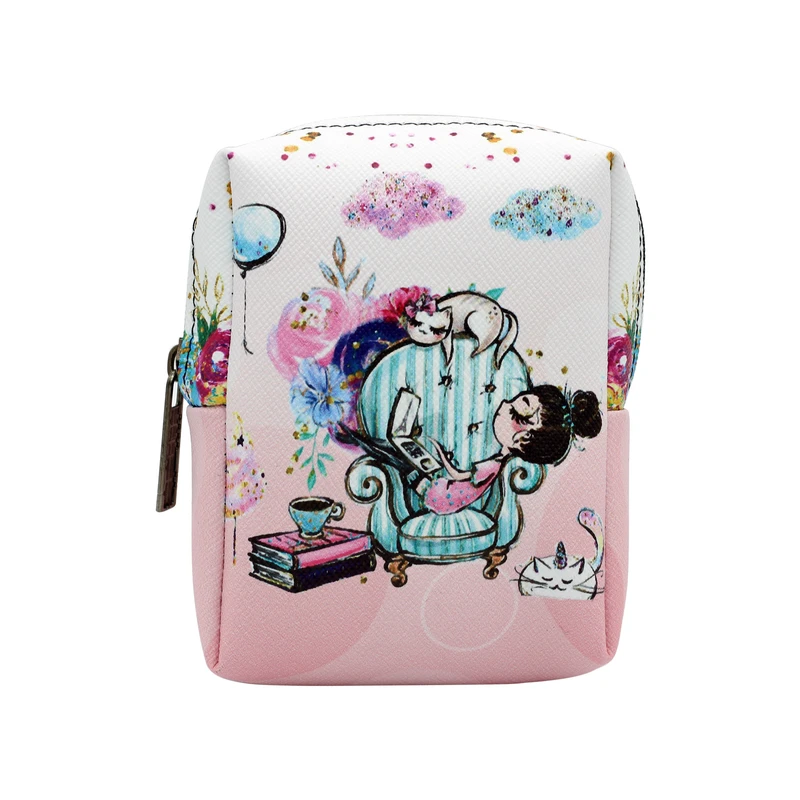 کیف لوازم آرایش دخترانه مدل دختر و پیشی کد iDM 446