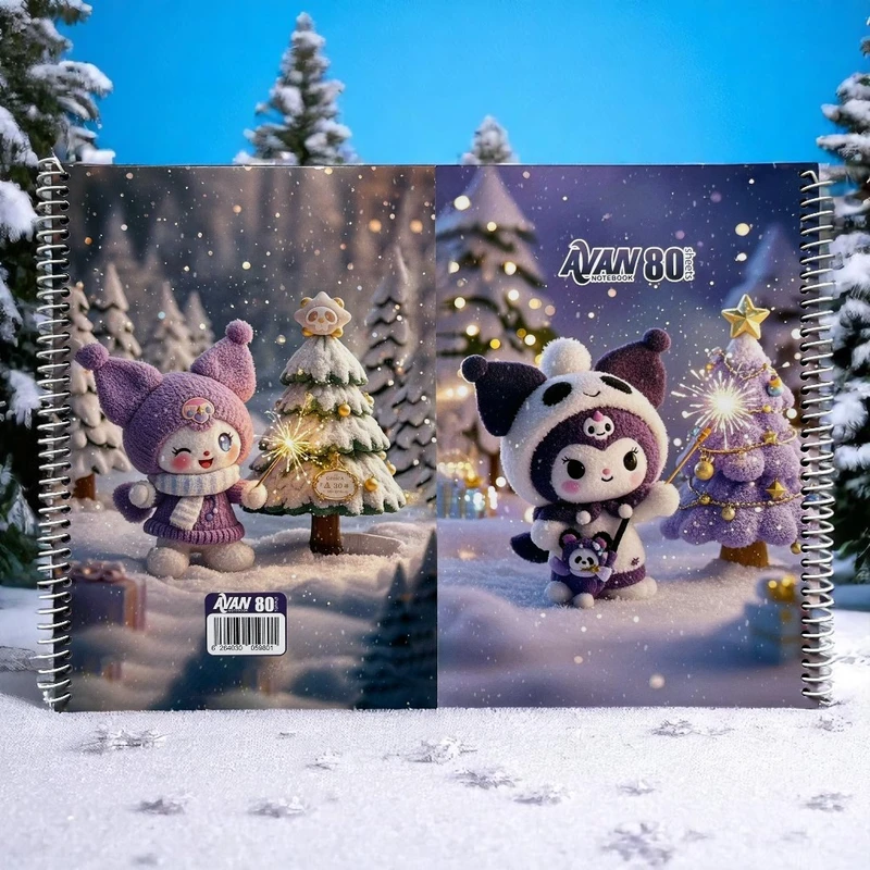 عکس شماره 11 : دفتر مشق 80 برگ آوان مدل حاشیه دار طرح کرومی زمستان کد lf1