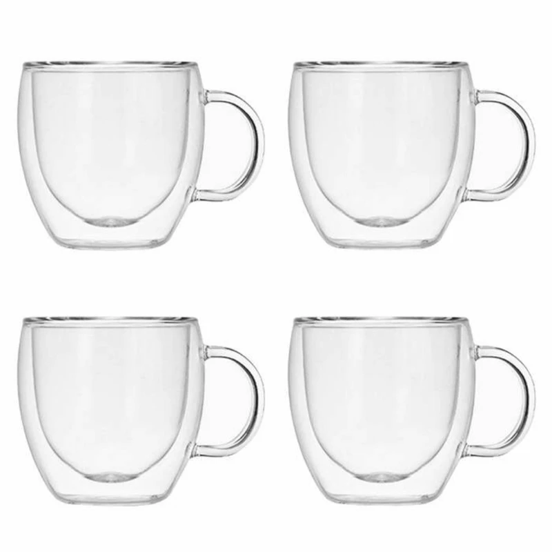 لیوان مدل دوجداره دسته دار کد 250 بسته 4 عددی