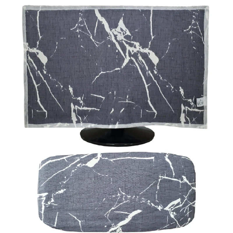 کاور مانیتور  مدل مرمر کد 374 مناسب برای مانیتور 24 اینچ به همراه کاور کیبورد