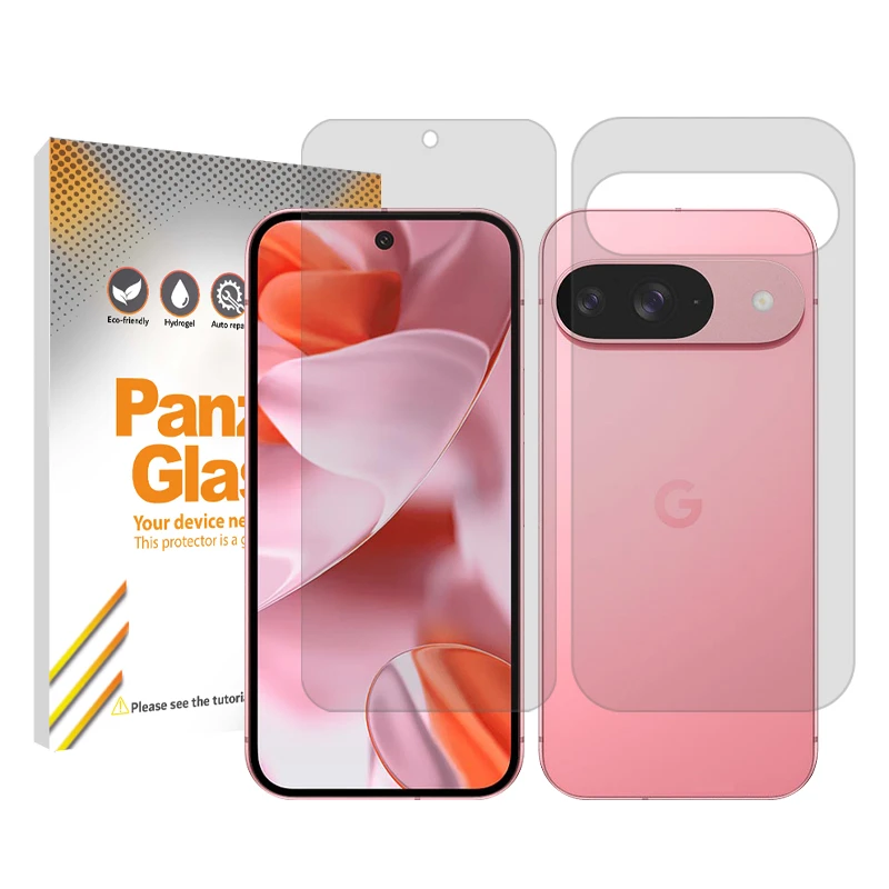 محافظ صفحه نمایش شفاف پنزر گلس مدل Resistant مناسب برای گوشی موبایل گوگل Pixel 9 به همراه محافظ پشت گوشی