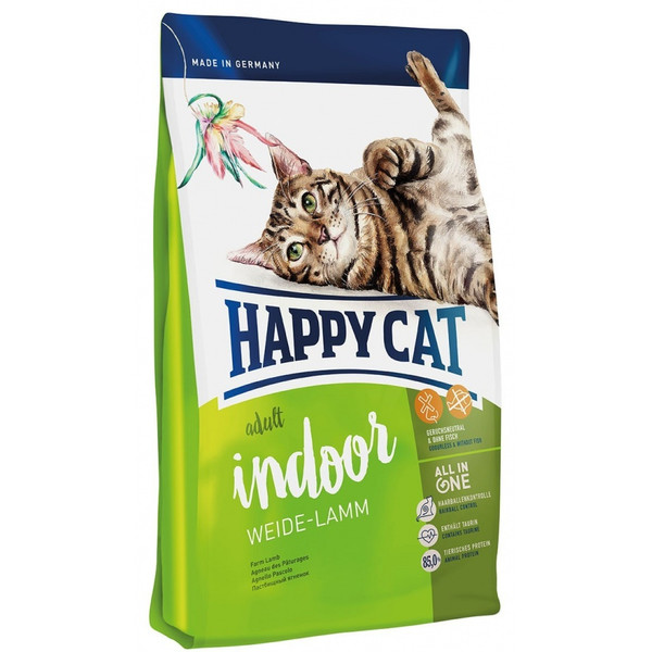 غذای خشک گربه هپی کت مدل  Indoor WEIDE LAMM وزن ۱۰ کیلوگرم
