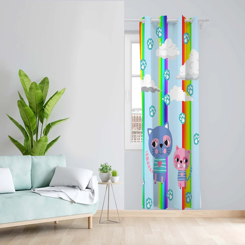 پرده طرح کودک مدل مخمل پانچی کد 5214L z سایز 140x200 سانتی متر