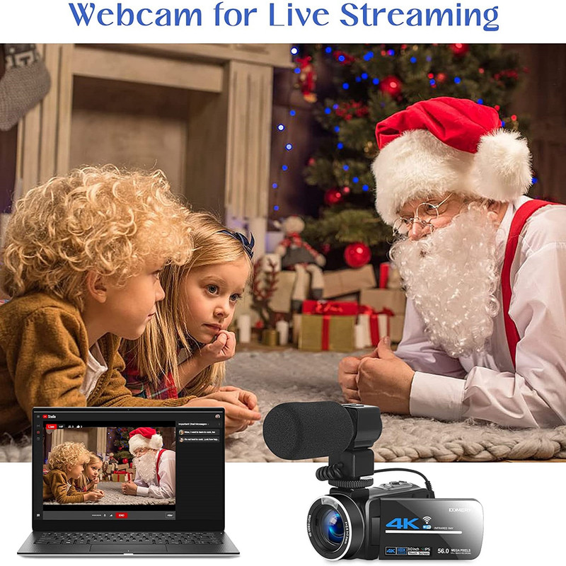 دوربین فیلم برداری کمری مدل 4k UHD 56MP with Night Vision WiFi 18X