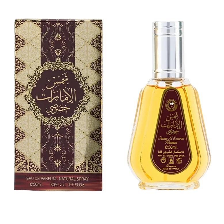 ادوپرفیوم زنانه ارض الزعفران للتجاره مدل شمس الامارات خصوصی با رایحه شیرین حجم 50 میلی‌لیتر