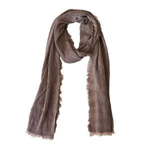 شال زنانه مدل پلیسه لبه ریش کد 002