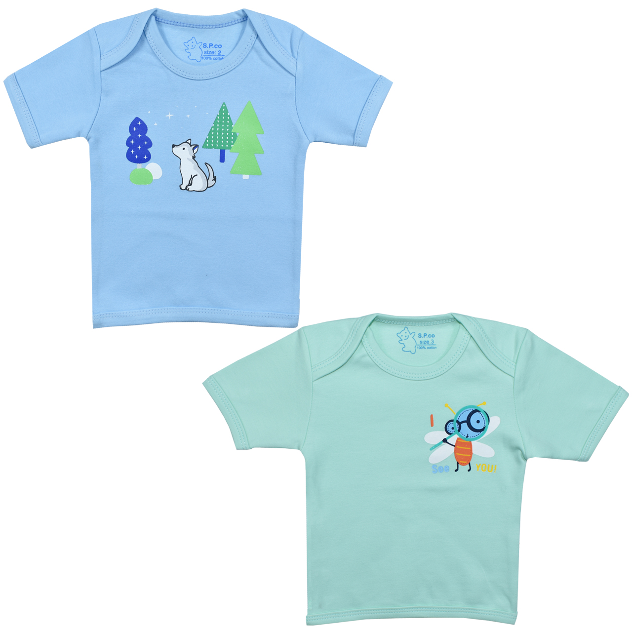 تی شرت آستین کوتاه نوزادی اسپیکو کد 300 -2 بسته دو عددی -  - 1