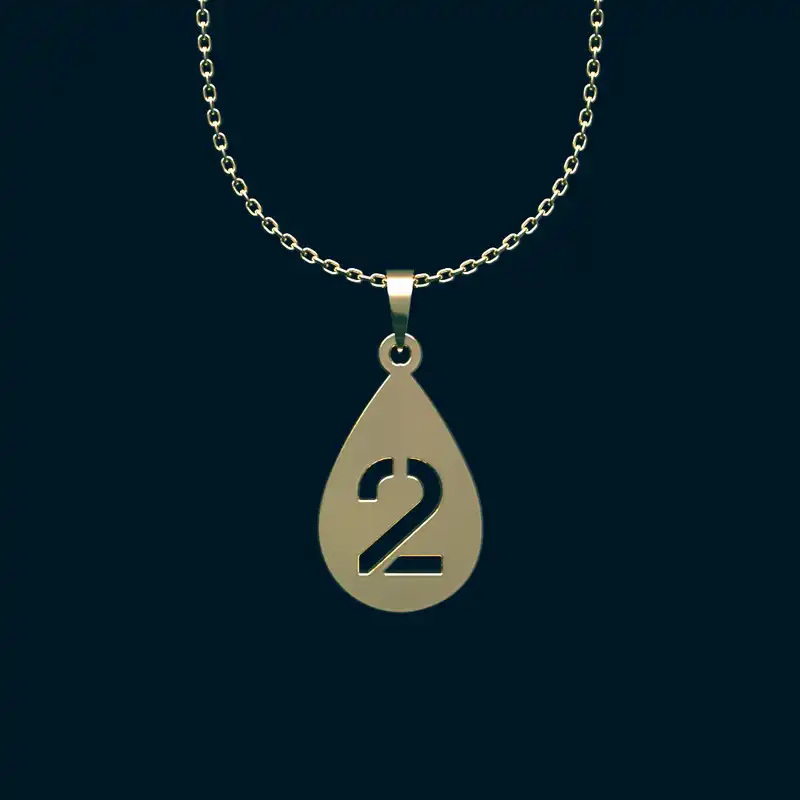 گردنبند طلا 18 عیار زنانه مدوپد مدل عدد 2 کد RR2-1-1279