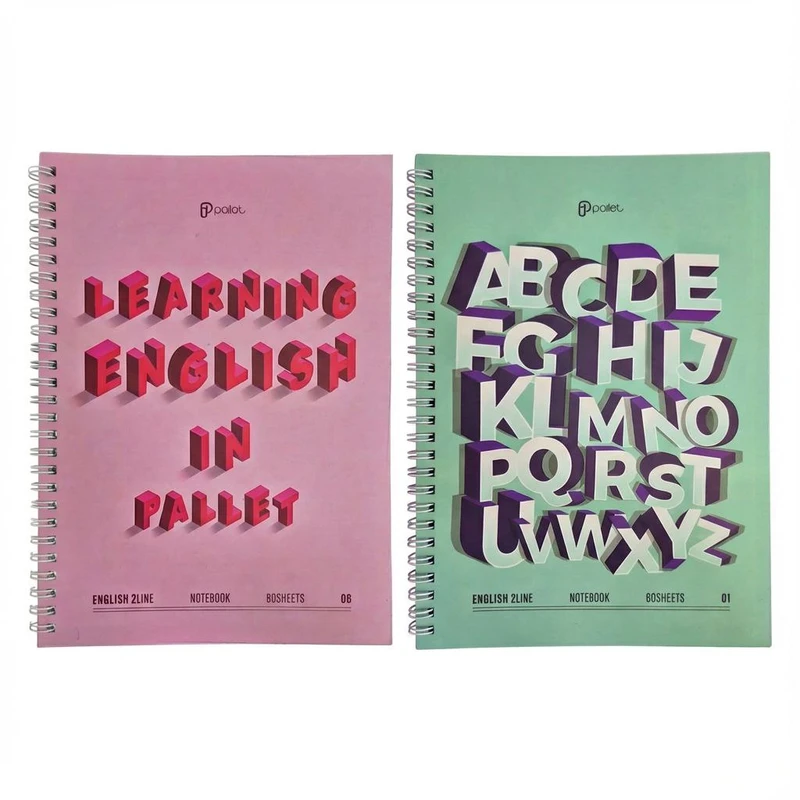 دفتر زبان ۶۰ برگ پالت طرح فانتزی مدل سیمی گلاسه بسته ۲ عددی