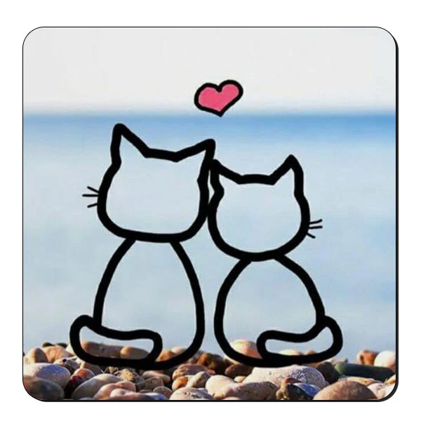 زیر لیوانی طرح گربه فانتزی کد nzl119