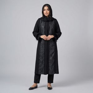 مانتو مجلسی زیر زانو زنانه مدل سنگ دوزی هانا
