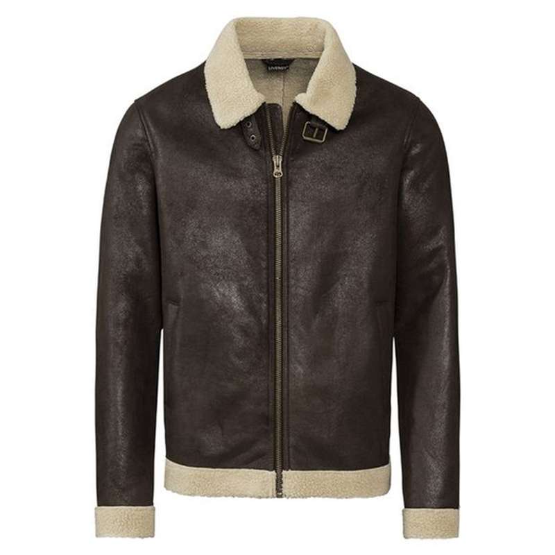 کاپشن مردانه لیورجی مدل lambskin رنگ قهوه ای