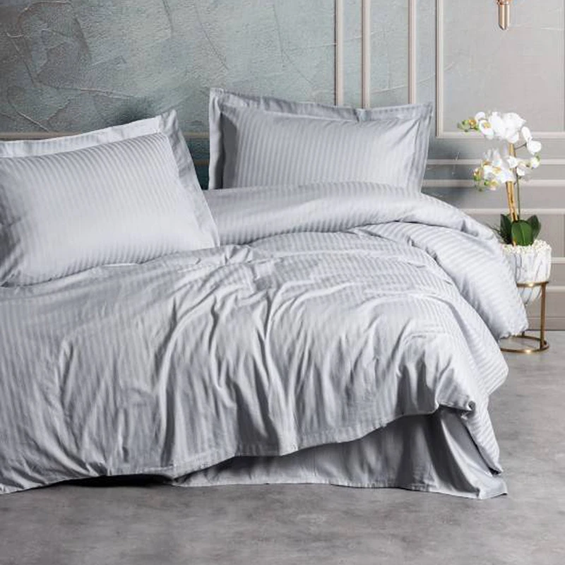 سرویس روتختی کاتن باکس مدل  Elegant Stripe gri دو نفره 4 تکه