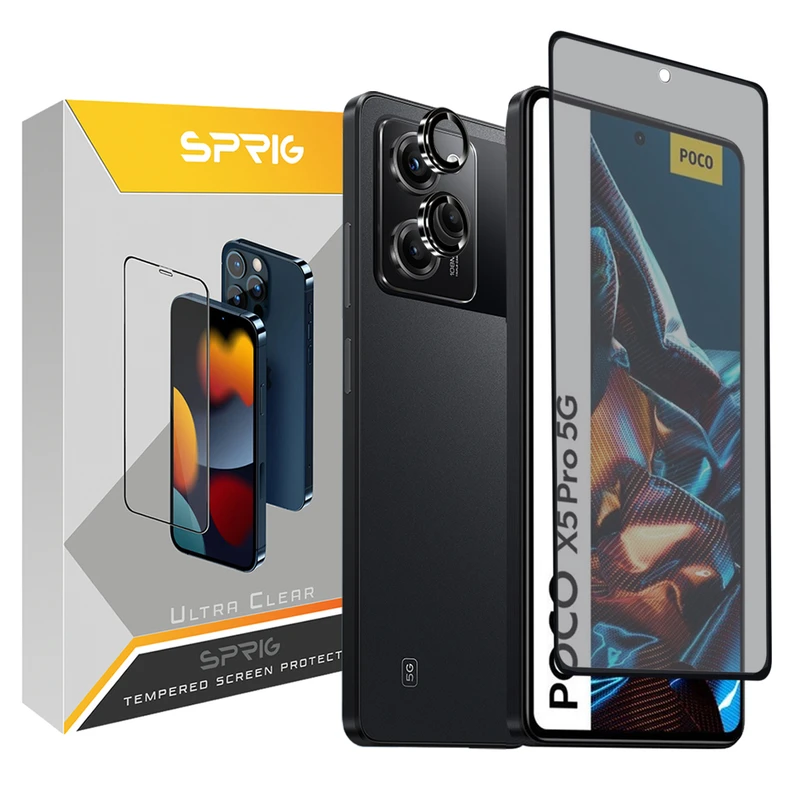 محافظ لنز دوربین اسپریگ مدل RingMetal-Priv مناسب برای گوشی موبایل شیائومی Poco X5 Pro 5G به همراه محافظ صفحه نمایش