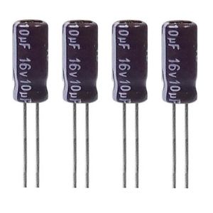 خازن الکترولیت 10میکروفاراد 16ولت آکسبوم مدل TEC-10016 بسته 4 عددی