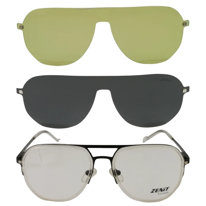 فریم عینک طبی خلبانی (Aviator) زنیت مدل ZE_1812 مناسب برای صورت بیضی، قلب، گرد، لوزی، مثلث، مربع، مستطیل به همراه کاور آفتابی مجموعه سه عددی