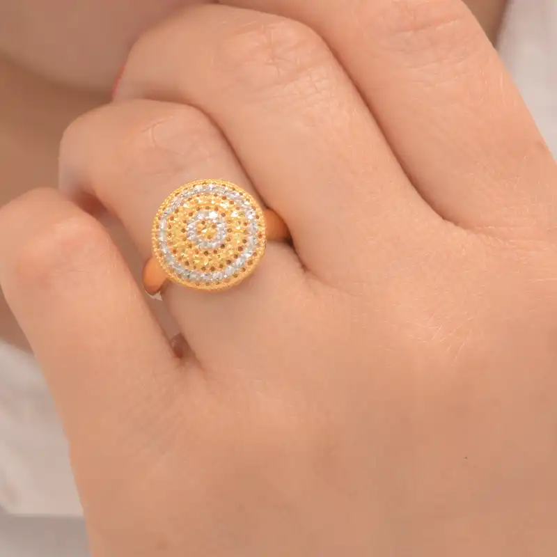 انگشتر طلا 18 عیار زنانه طلای مستجابی مدل گرد آوا کد 1
