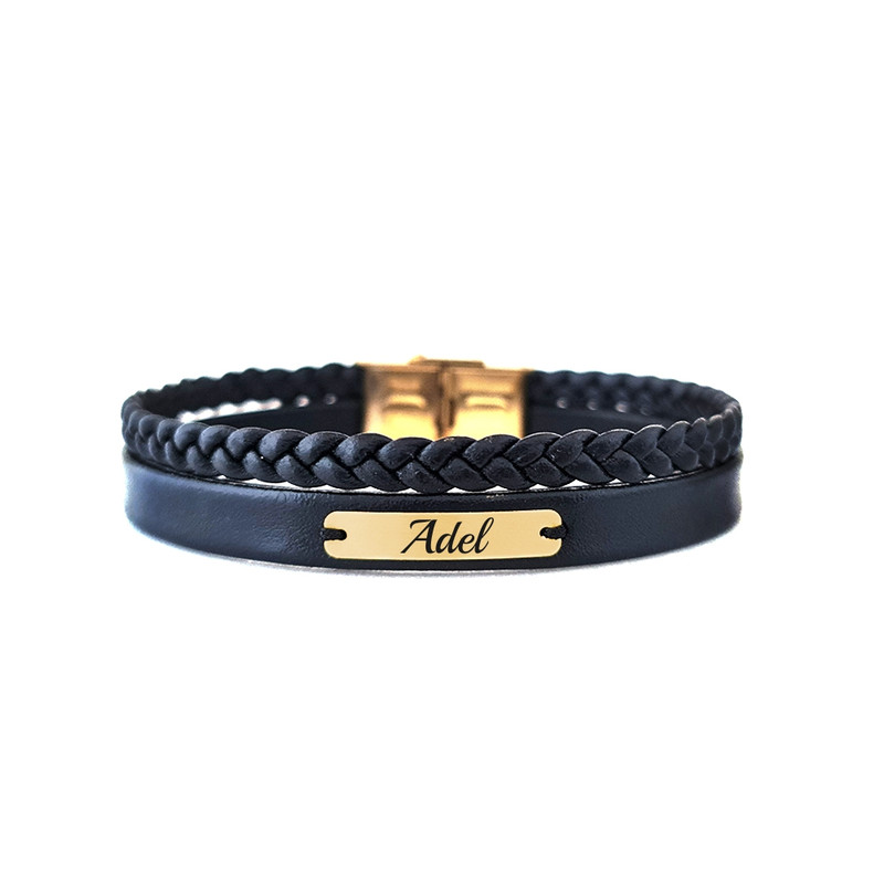 دستبند طلا 18 عیار مردانه لیردا مدل اسم عادل کد ZXC 251