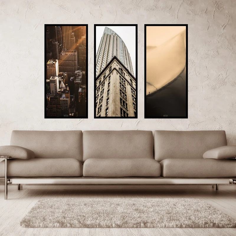 تابلو بکلیت طرح منظره شهری مدرن مدل B-538 مجموعه 3 عددی