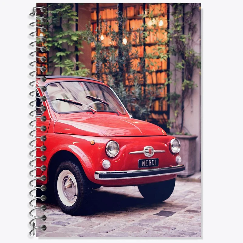 دفتر زبان 50 برگ خندالو مدل سه خط طرح ماشین کلاسیک کد 28759