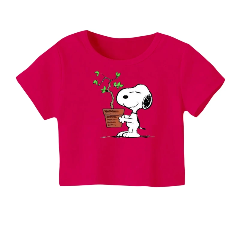 کراپ‌ تی‌شرت آستین کوتاه زنانه مدل اسنوپی کد ۲۵