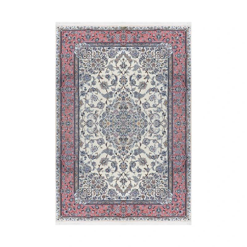 فرش دستبافت ۶ متری مدل مرتضوی نایین ۹لا کد 482 زمینه کرم