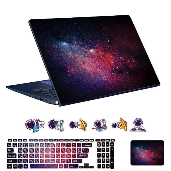 استیکر لپ تاپ توییجین و موییجین طرح Space  کد 181 مناسب برای لپ تاپ 15.6 اینچ به همراه برچسب حروف فارسی کیبورد