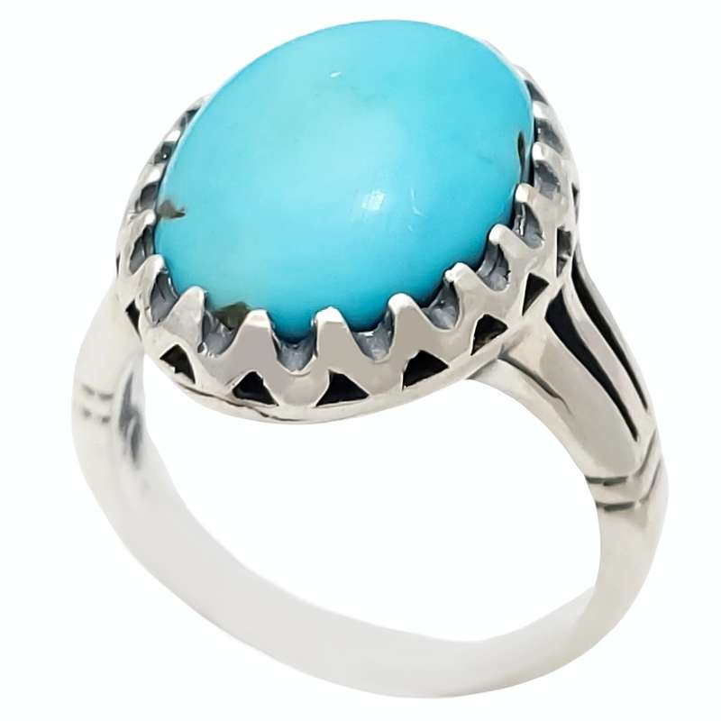 انگشتر نقره مردانه مدل فیروزه کرمان کد VA5086