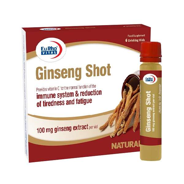 ویال خوراکی جینسینگ شات یوروویتال بسته 6 عددی ویال خوراکی جینسینگ شات یوروویتال بسته 6 عددی